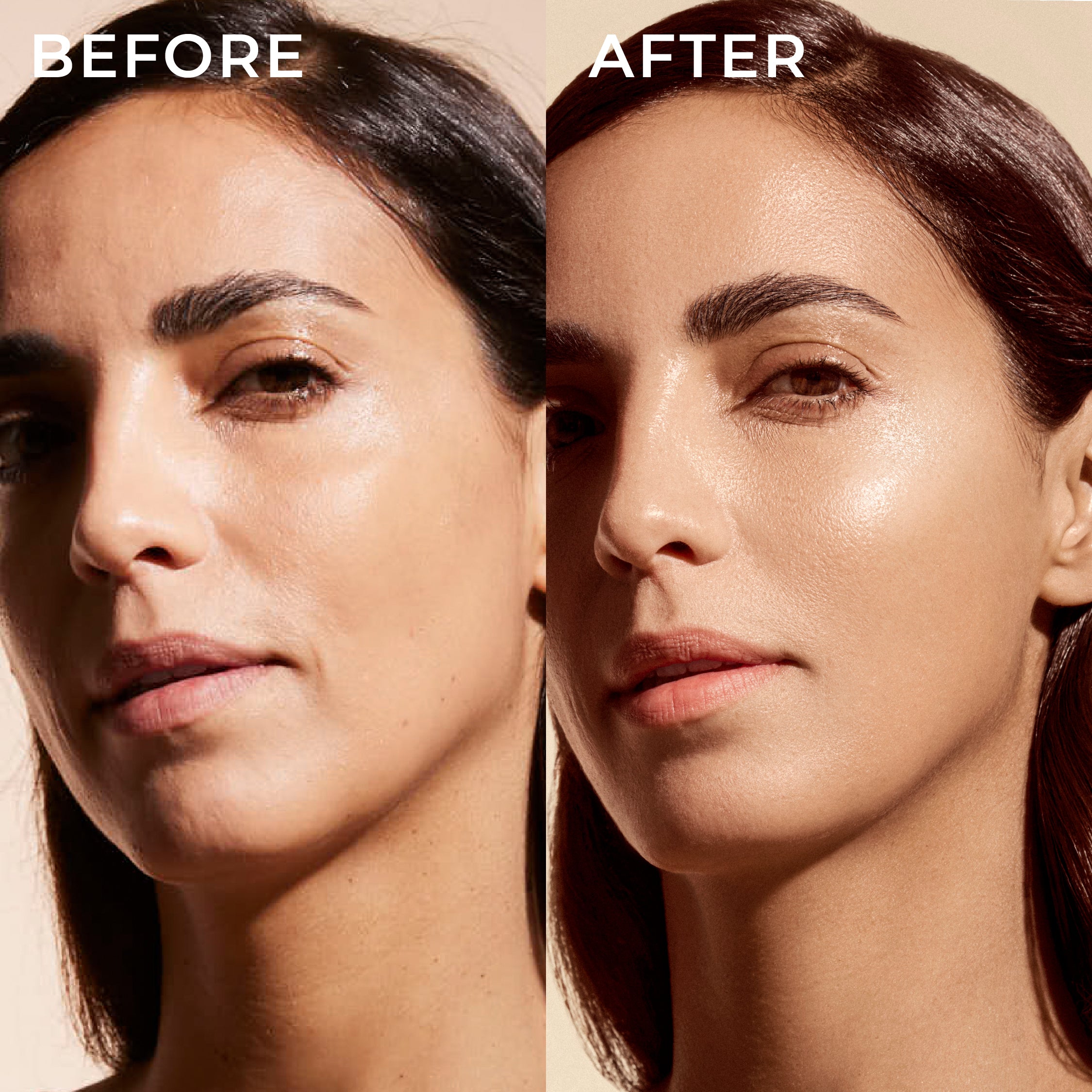 Before after applicazione Glow Cream crema illuminante con Miche - Luce Beauty By Alessia Marcuzzi