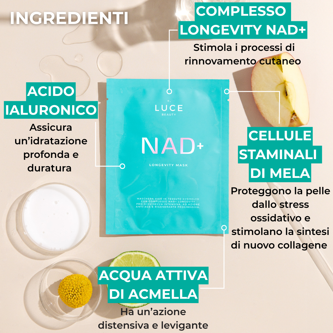Longevity Mask_ NAD+_ingredienti_Maschera Anti age_Luce Beauty By Alessia Marcuzzi