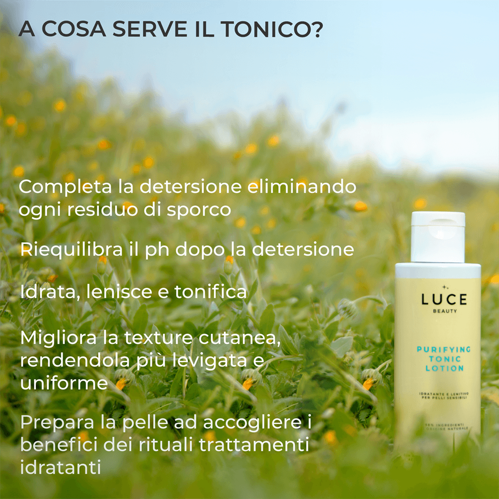 Lozione tonica idratante e lenitiva Purifying Tonic Lotion - a cosa serve - Luce Beauty By Alessia Marcuzzi