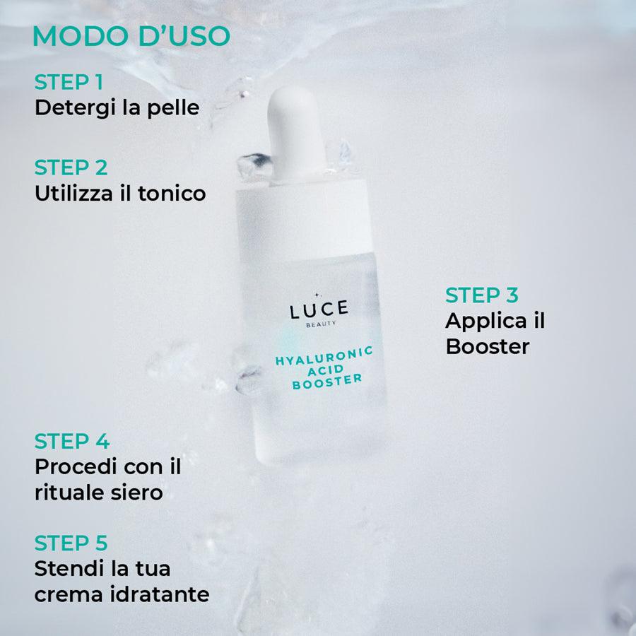 Hyaluronic_Acid_booster_siero_concentrato_viso-modo-d'uso-Luce Beauty By Alessia Marcuzzi