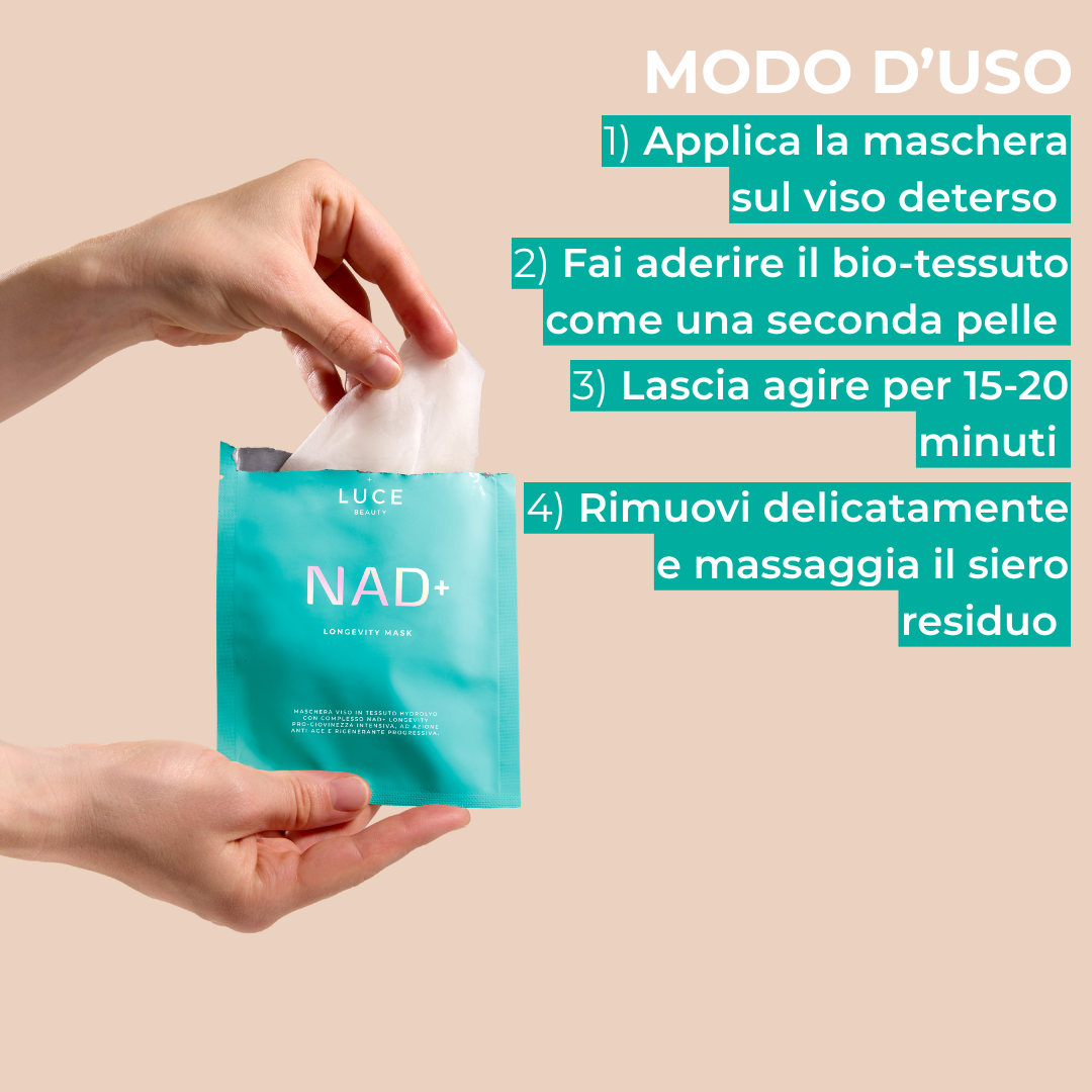 Longevity Mask_ NAD+_ Utilizzo_Maschera Anti age_Luce Beauty By Alessia Marcuzzi