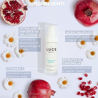 Purifying Serum - Siero Anti impurità ed anti imperfezioni - Pelli impure - Descrizione ingredienti - Luce Beauty By Alessia Marcuzzi