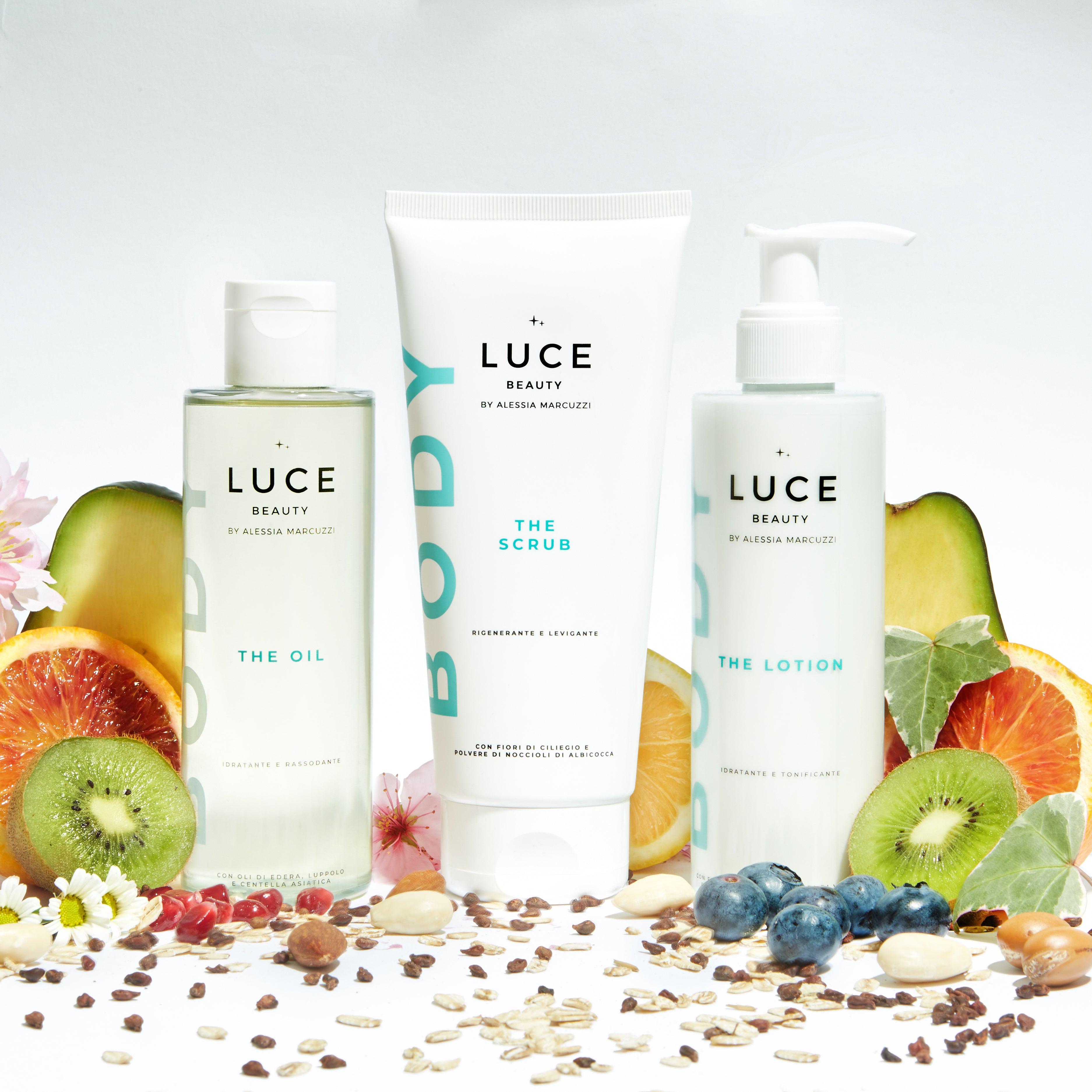 The Body Routine - The lotion, the oil, the scrub - ingredienti - Luce Beauty by Alessia Marcuzzi
