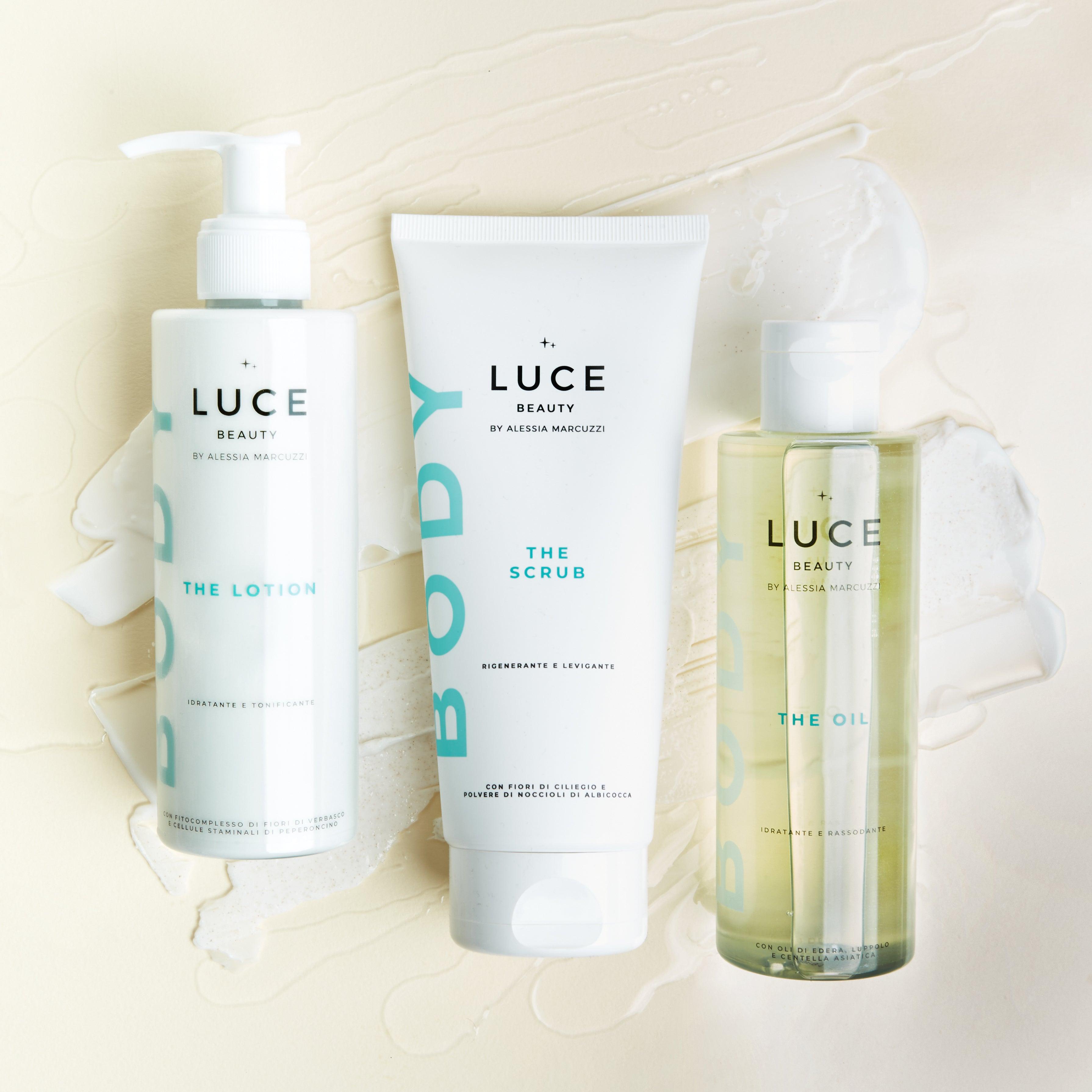 The Body Routine - The lotion, the oil, the scrub - texture - Luce Beauty by Alessia Marcuzzi